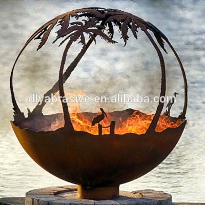 Round outdoor metal fire pit bowl for garden patio heating